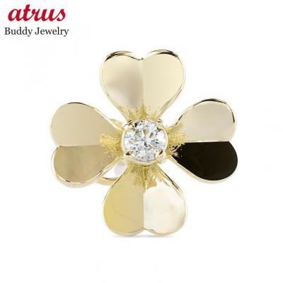 ふるさと納税 昭和町 18金 クローバー ダイヤモンド キャッチのいらないピアス(片耳用)250729400dyu