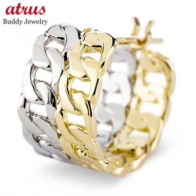 ふるさと納税 昭和町 2連喜平フープピアス(幅広) 18金 プラチナ レディース 片耳用 251001201