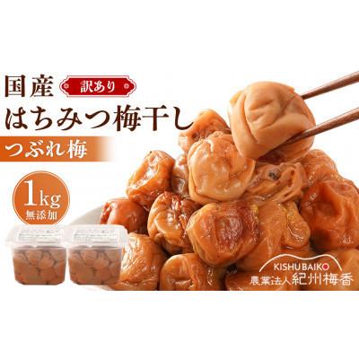 ふるさと納税 日高川町 訳あり つぶれ はちみつ梅干1kg (500g×2) 無添加 紀州梅香(6-G)