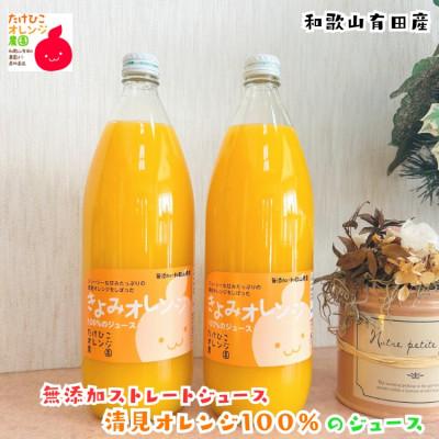 ふるさと納税 湯浅町 [数量限定]清見オレンジ100%のジュース(無添加ストレート) 1,000ml×2本セット