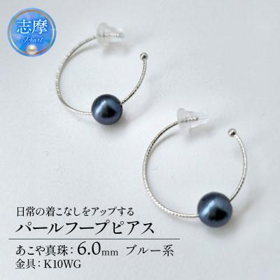 ふるさと納税 志摩市 日常の着こなしをアップする、パールフープピアス ブルー系