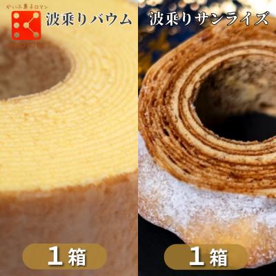 ふるさと納税 海陽町 [2箱|2種]きもとやの波乗りバウム&amp;波乗りバウム サンライズセット 阿波和三盆使用バウムクーヘン