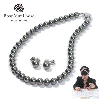 ふるさと納税 和泉市 [RoseYumiRose]9mm&amp;10mmパール2点セット(ネックレス/イヤリング)グレー