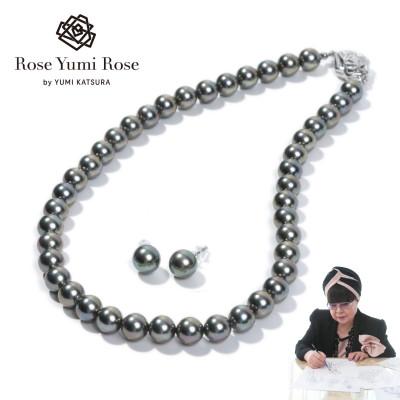 ふるさと納税 和泉市 [RoseYumiRose]9mm&amp;10mmパール2点セット(ネックレス/ピアス)グレー