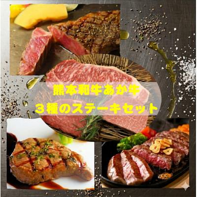 ふるさと納税 益城町 熊本県産あか牛3種のステーキセット(サーロイン200g、ランプ150g、ヒレ120g)(益城町)