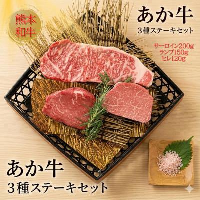 ふるさと納税 阿蘇市 熊本県産あか牛3種のステーキセット(阿蘇市)