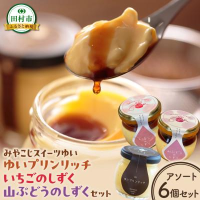 ふるさと納税 田村市 ゆいプリンリッチ アソート計6個セット(ゆいプリンリッチ・いちごのしずく・山ぶどうのしずく)
