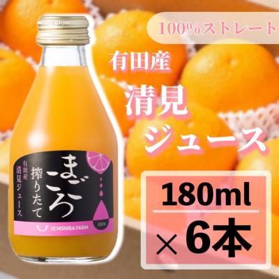 ふるさと納税 広川町 [まごころ搾りたて]清見 100%ジュース 180ml 6本