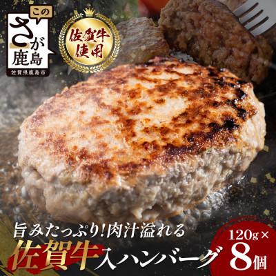 ふるさと納税 鹿島市 お肉屋さんの佐賀牛入り 国産 合挽 生ハンバーグ 計960g (120g×8個)