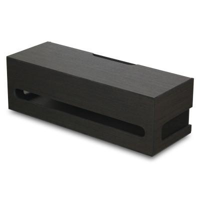 ふるさと納税 印南町 バスク ケーブルボックス L ブラック 邪魔なケーブル類も木目ケースでスマートに収納