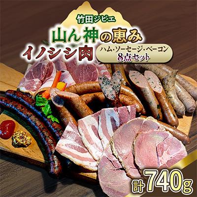 ふるさと納税 竹田市 [竹田ジビエ]イノシシ肉 ハム・ベーコン・ソーセージ 8点セット 計740g