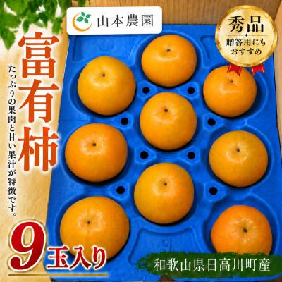 ふるさと納税 日高川町 [秀品]和歌山県産 富有柿(大玉Lサイズ以上)9玉/甘く濃厚な味わい