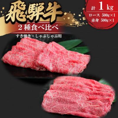 ふるさと納税 瑞穂市 飛騨牛 すき焼き・しゃぶしゃぶ用お肉 2種食べ比べ(赤身500g、ロース500g )