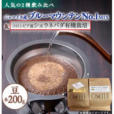 ふるさと納税 茨木市 逸品!ブルーマウンテンNo1ハーフブレンド&amp;コロンビア シエラネバダJAS非燻蒸非消毒 各200g