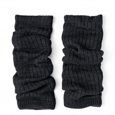 ふるさと納税 桐生市 [ezu]leg warmers ◆シルクとコットンのレッグウォーマー◆おしゃれ◆リブ編み 黒色