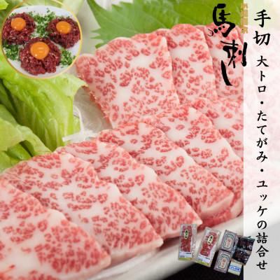 ふるさと納税 球磨村 手切り大トロ・たてがみ・ユッケの詰合せ[馬刺・和牛乃 栗山屋](球磨村)