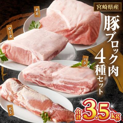 ふるさと納税 都農町 宮崎県産 豚ブロック肉 4種セット(合計3.5kg) [T009-0286]