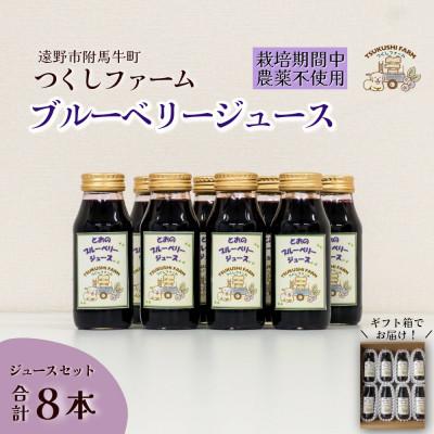 ふるさと納税 遠野市 ブルーベリージュース 180ml × 8本セット つくしファーム 栽培期間中農薬不使用