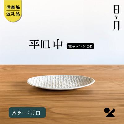 ふるさと納税 甲賀市 [信楽焼・明山]日と月 平皿 中(月白)ht-18
