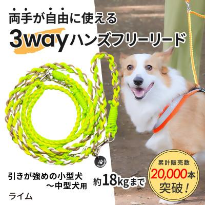 ふるさと納税 掛川市 [犬用]3WAYハンズフリーリード(引きが強めの小型〜中型犬)ライム[ゴールデンママ]