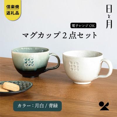 ふるさと納税 甲賀市 [信楽焼・明山]日と月 マグカップ(月白/青緑 2客セット)ht-3133