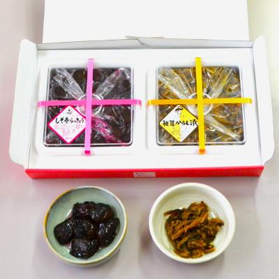 ふるさと納税 丸森町 お漬物2種セット しそ巻きらっきょう250g 椎茸からし漬250g