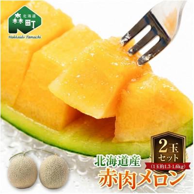 ふるさと納税 森町 北海道森町産 赤肉メロン 2玉セット(1玉約1.3-1.6kg)