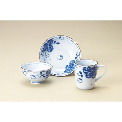 ふるさと納税 土岐市 [美濃焼]ハローキティ ブルーローズ 茶碗・マグカップ・ボウル3点 セット