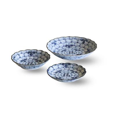 ふるさと納税 土岐市 [美濃焼]花万葉 三福揃 大・中・小3枚セット 花柄