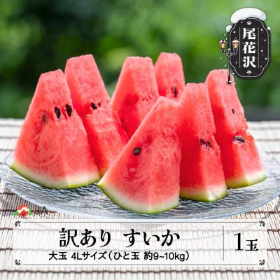 ふるさと納税 尾花沢市 訳あり すいか 大玉 4Lサイズ(約9kg)×1玉 令和8年産 ja-su4wx1
