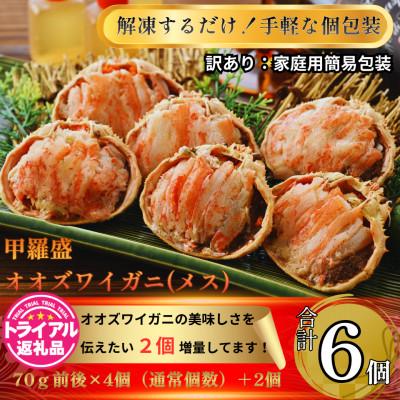 ふるさと納税 福井市 トライアル返礼品 北海道産オオズワイガニ・メス甲羅盛り(70g前後×6個)合計6個 簡易包装
