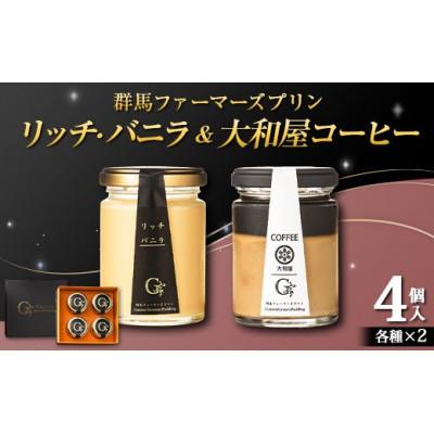 ふるさと納税 下仁田町 群馬ファーマーズ プリン リッチ・バニラ&amp;大和屋コーヒー 各2個入り F21K-501