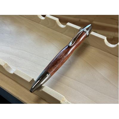 ふるさと納税 豊川市 木軸ボールペン[カリン・シルバー]すべて手作業。だからこそ感じられる、本物の質感