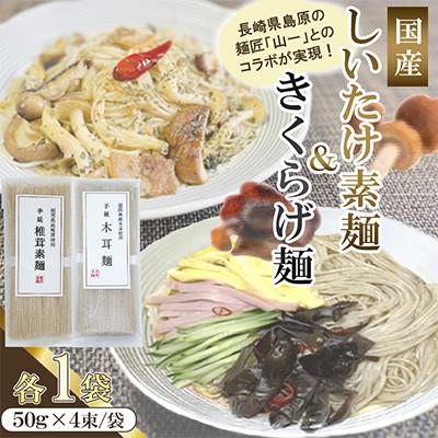 ふるさと納税 桂川町 福岡県桂川町産 しいたけ素麺ときくらげ麺のセット 各1袋(各50g×4束)(桂川町)