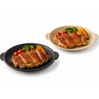 ふるさと納税 土岐市 耐熱 両手付陶板(小) ブラック×アイボリー