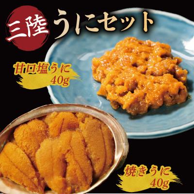 ふるさと納税 大船渡市 三陸産 焼うに40g・甘口塩うに40g[morihiro004_1]