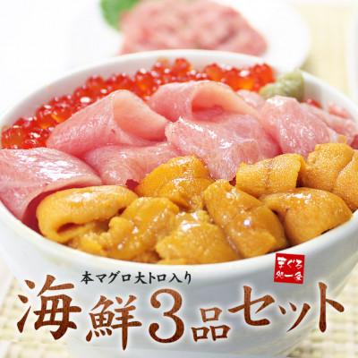 ふるさと納税 いわき市 海鮮3品セット 本マグロ大トロ・生ウニ・イクラ醤油漬け[計370g](イクラアメリカ産)