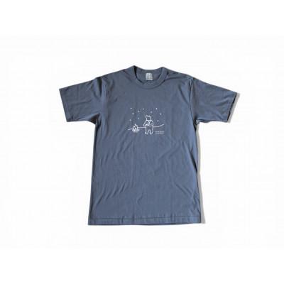 ふるさと納税 斜里町 「知床トコさん」×久米繊維 コットンTシャツ 星空柄/ダークグレー Lサイズ 半袖