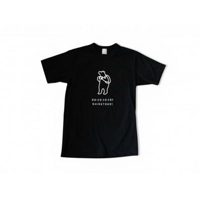 ふるさと納税 斜里町 「知床トコさん」×久米繊維 コットンTシャツ カメラ柄/黒 Lサイズ 半袖