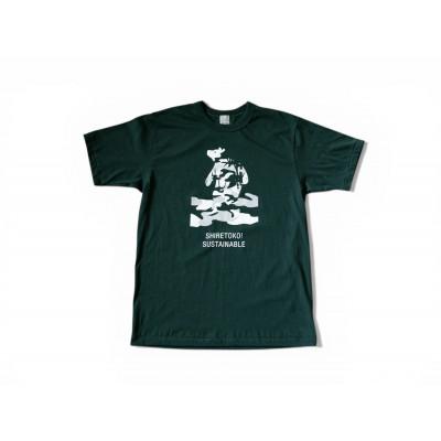 ふるさと納税 斜里町 「知床トコさん」×久米繊維 コットンTシャツ 迷彩柄/グリーン XLサイズ 半袖