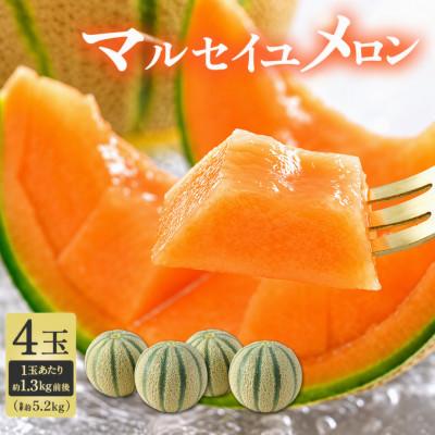 ふるさと納税 あわら市 [先行予約]マルセイユメロン 4玉 約5.2kg前後(約1.3kg前後×4玉)