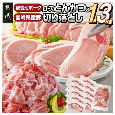 ふるさと納税 都城市 観音池ポークロースとんかつ(訳アリ)&amp;宮崎県産豚切り落とし 1.3kg