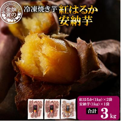 ふるさと納税 姶良市 冷凍焼き芋!畑の金貨・やきいもセット(紅はるか2kg・安納芋1kg)計3kg[甘いも販売所]