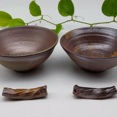 ふるさと納税 備前市 備前焼大飯茶碗・箸置き2個セット(登り窯)