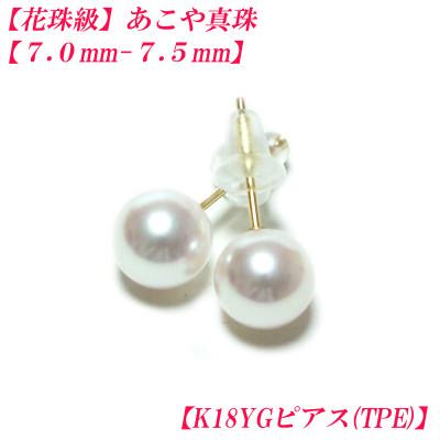 ふるさと納税 伊勢市 花珠級 あこや真珠 ピアス 7mm-7.5mm K18YG TPE 2290