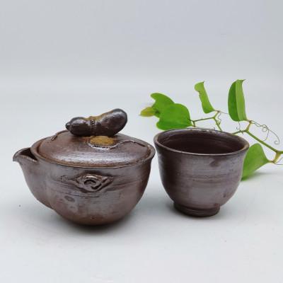 ふるさと納税 備前市 備前焼瓢宝瓶と煎茶碗1個セット(登り窯)