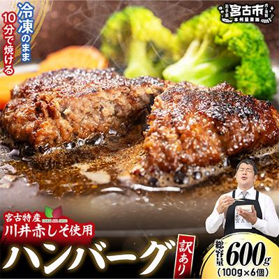 ふるさと納税 宮古市 [訳あり]赤しそハンバーグ600g 冷凍のまま10分で焼ける
