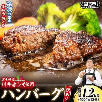 ふるさと納税 宮古市 [訳あり]赤しそハンバーグ1.2kg 国GI認証「川井赤しそ」