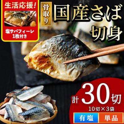 ふるさと納税 門川町 国産 骨取り 塩さば切身(10切×3袋) | 