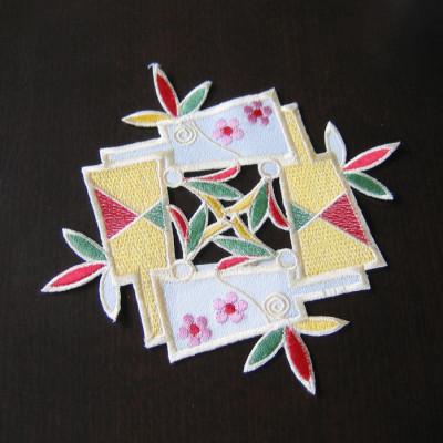 ふるさと納税 直方市 迎春を彩る和モチーフ刺繍コースター羽子板柄 美しいお正月インテリア